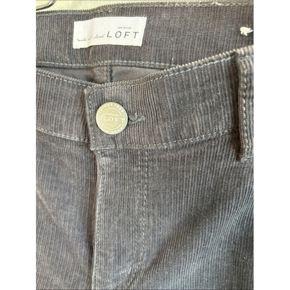 LOFT Modern Straight Corduroy Pants Charcoal Gray Stretch 4 27 NWOT Consign - Picture 3 of 8